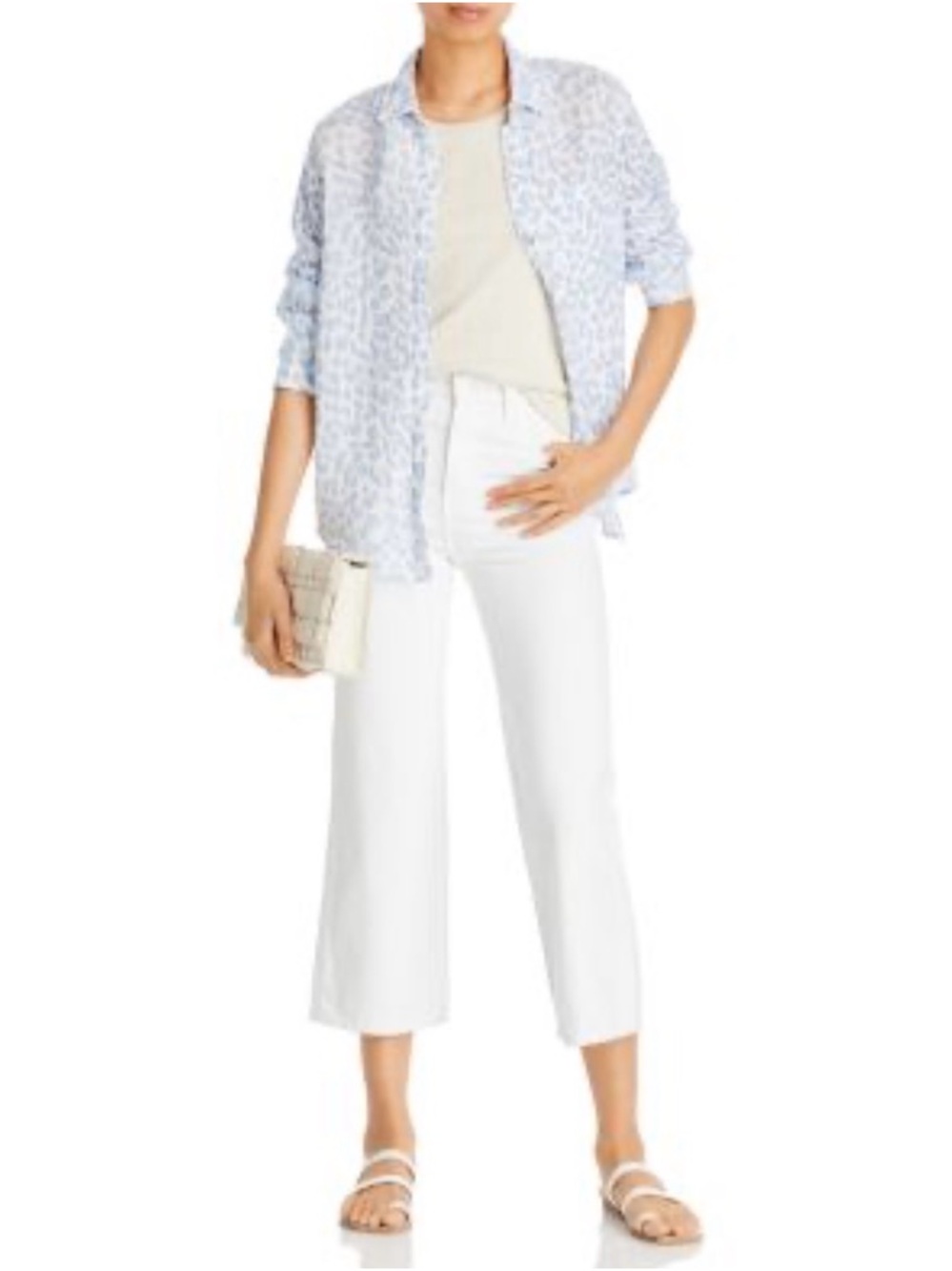 Rails Josephine Animal Light Blue and White  Button-Up Shirt
